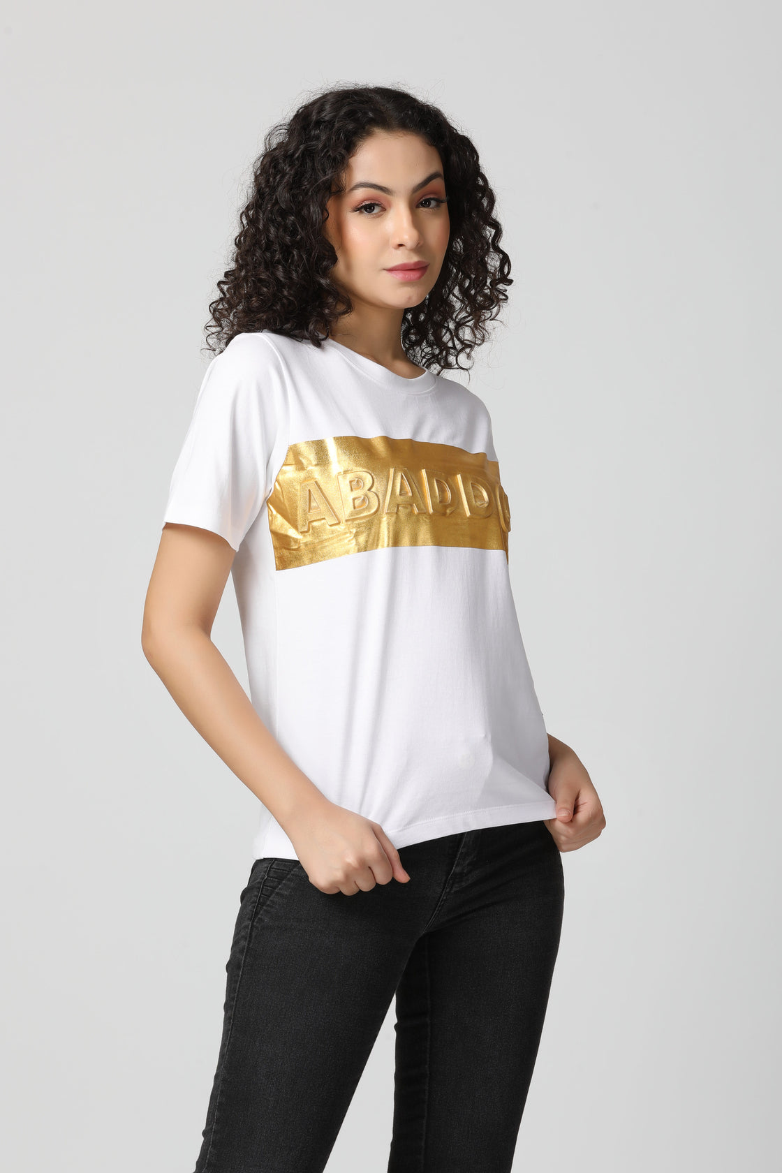 Luxurious 5D Emboss Gold Foil print T-Shirt