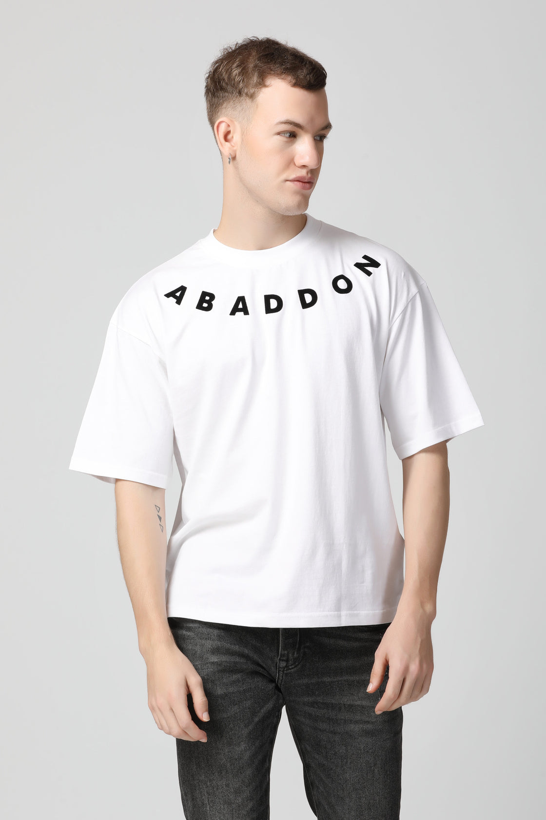 Flocked Drop Shoulder T-Shirt