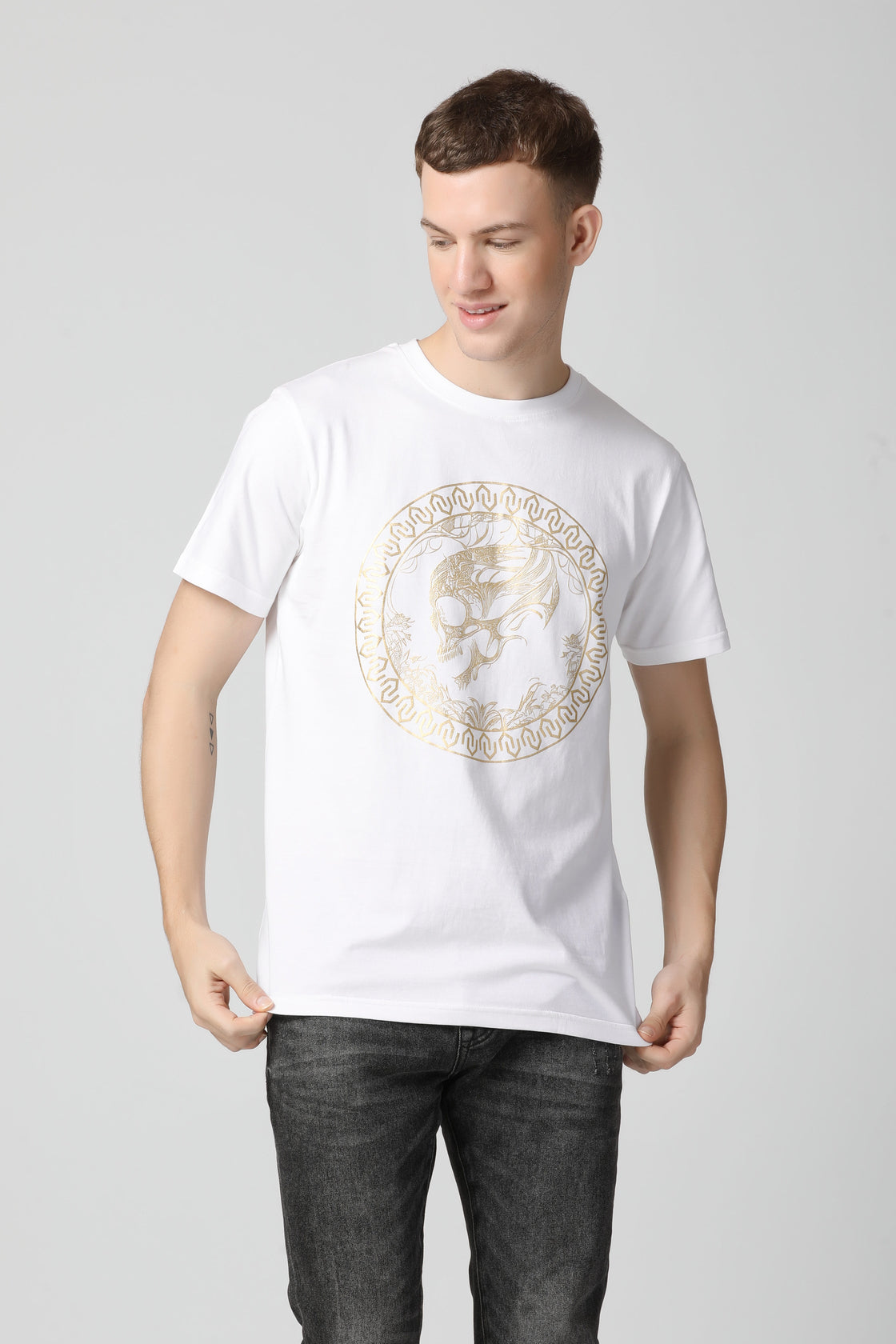 Metallic Gold Foil Signature Coin T-Shirt