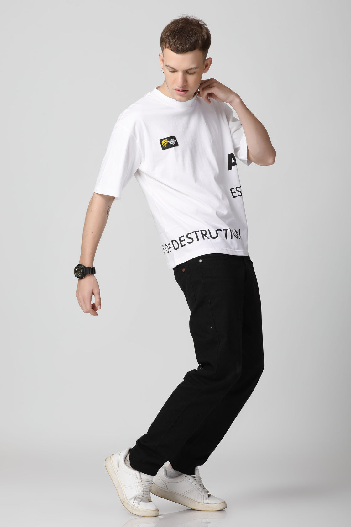 Place of Destruction Print Drop Shoulder T-Shirt