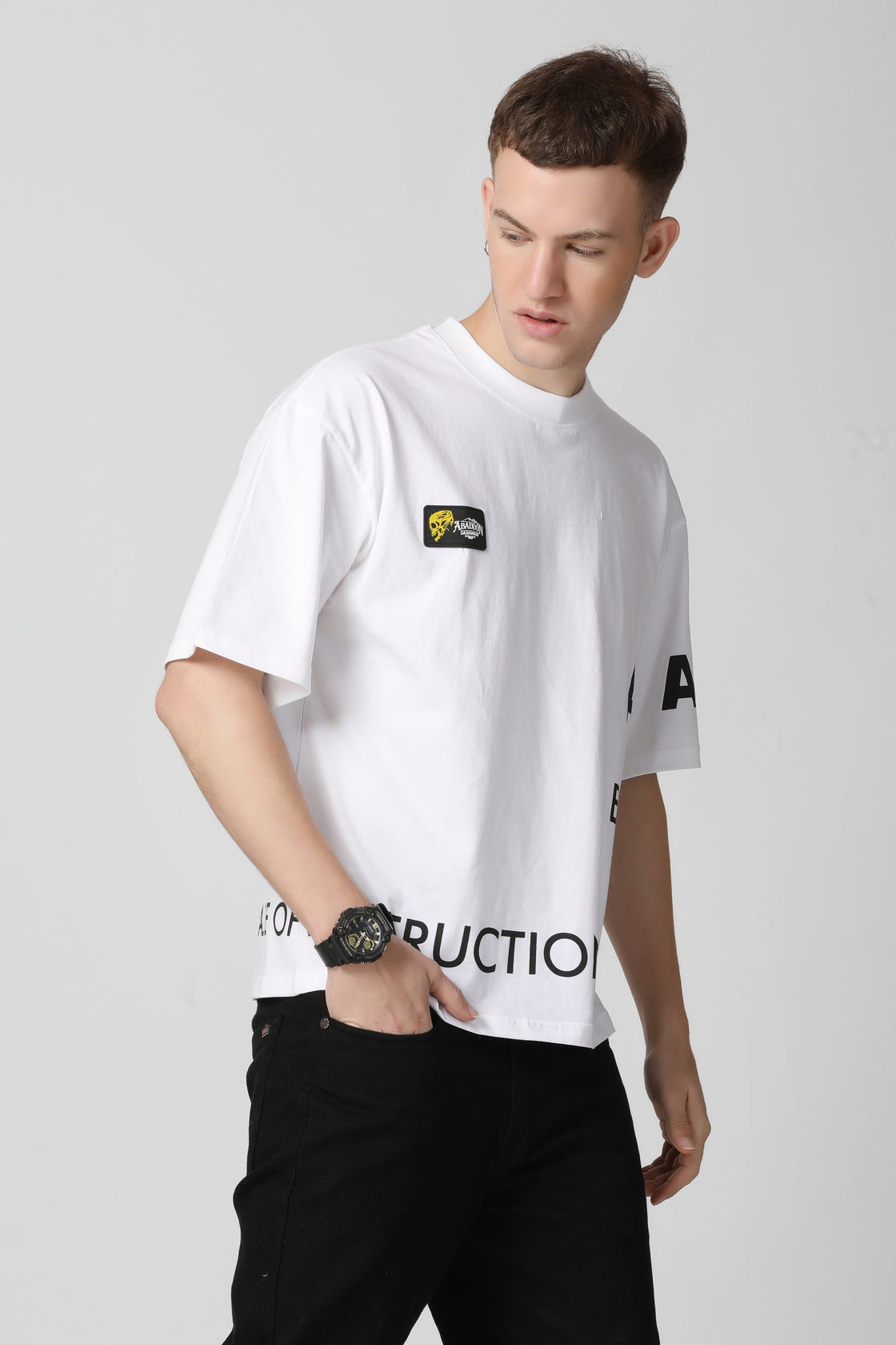 Place of Destruction Print Drop Shoulder T-Shirt
