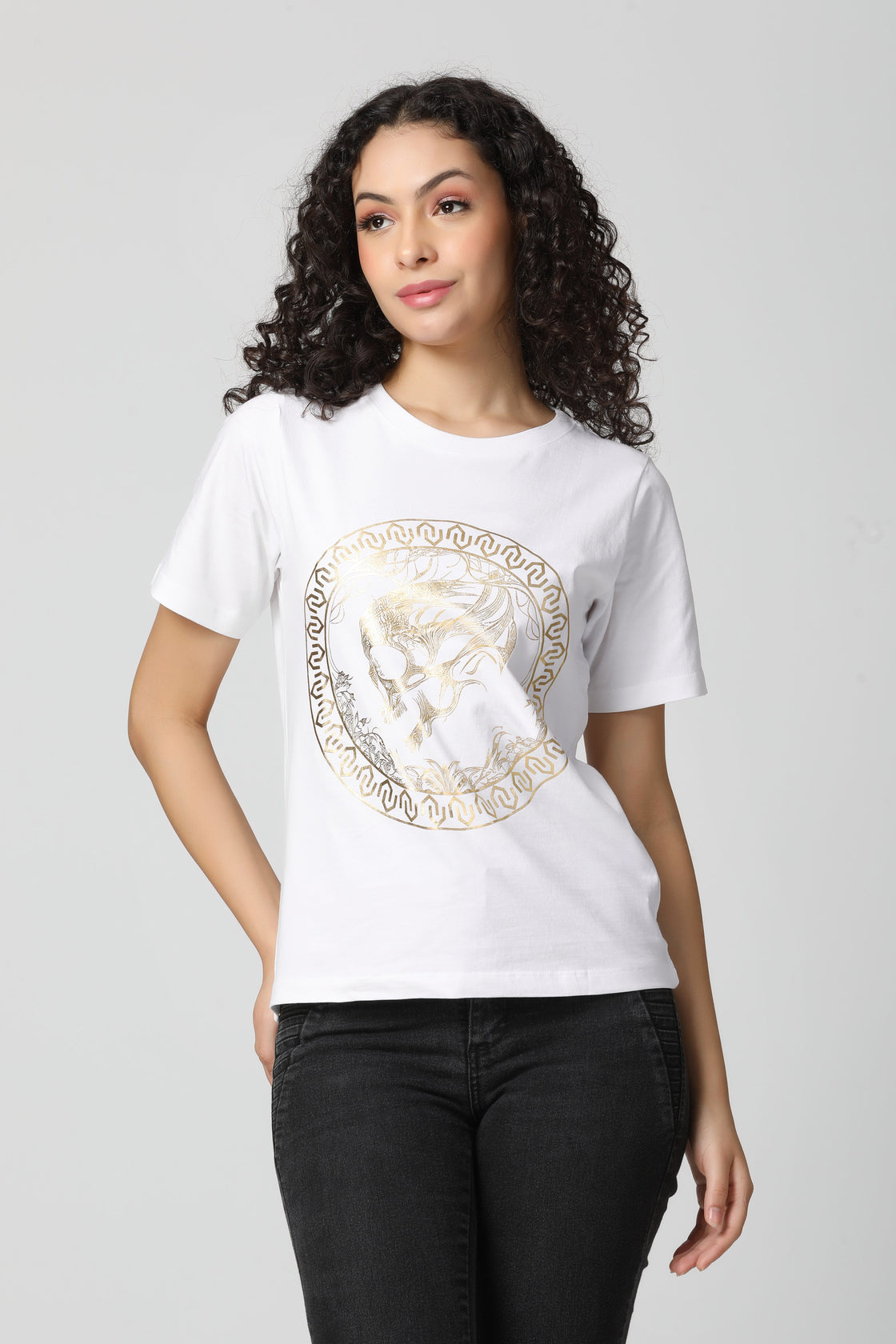 Metallic Gold Foil Signature Coin T-Shirt