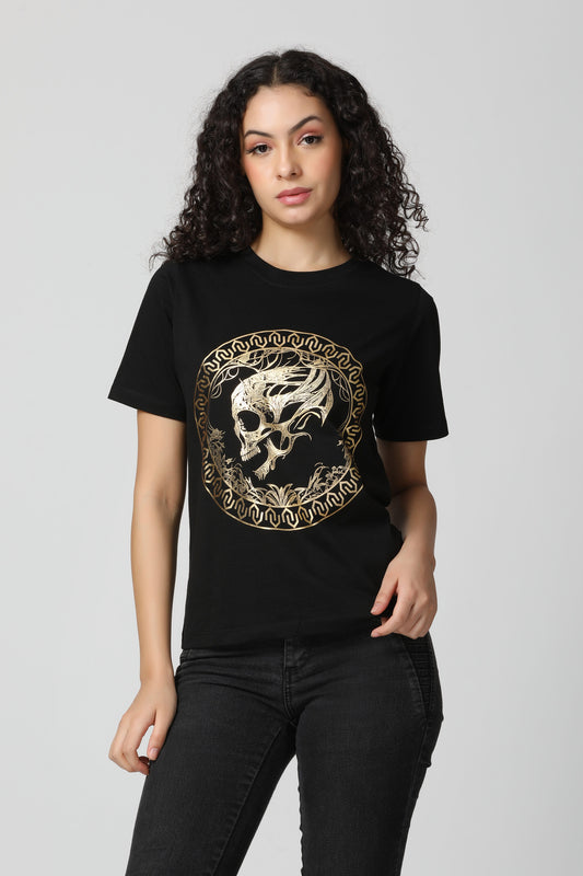 Metallic Gold Foil Signature Coin T-Shirt
