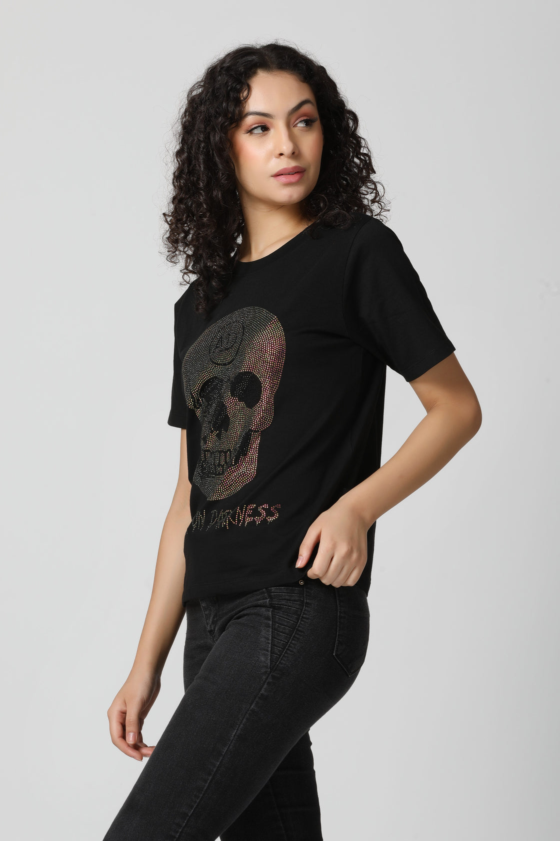 Classic Skull Multi Color Crystal Diamond T-Shirt