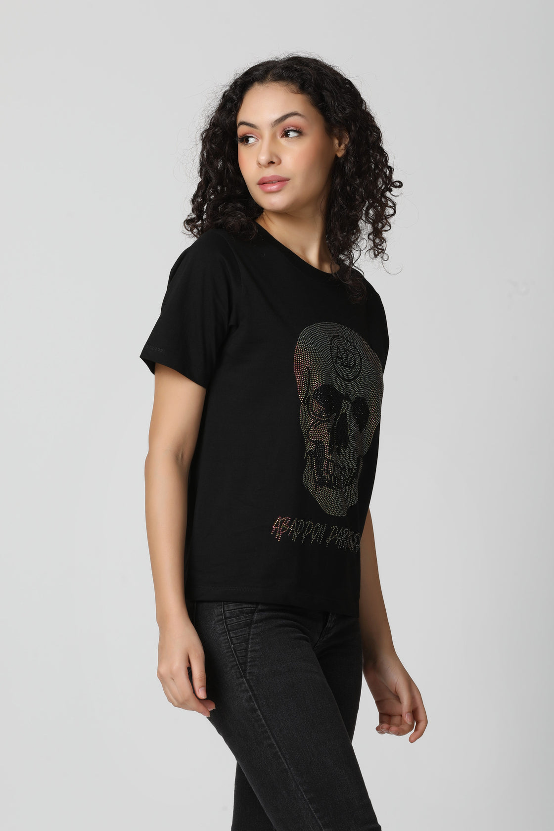 Classic Skull Multi Color Crystal Diamond T-Shirt