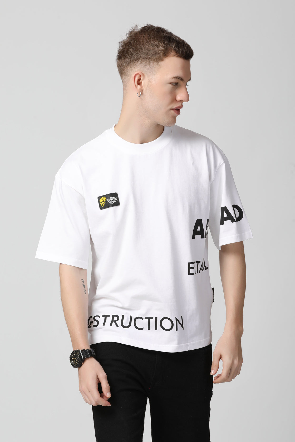 Place of Destruction Print Drop Shoulder T-Shirt