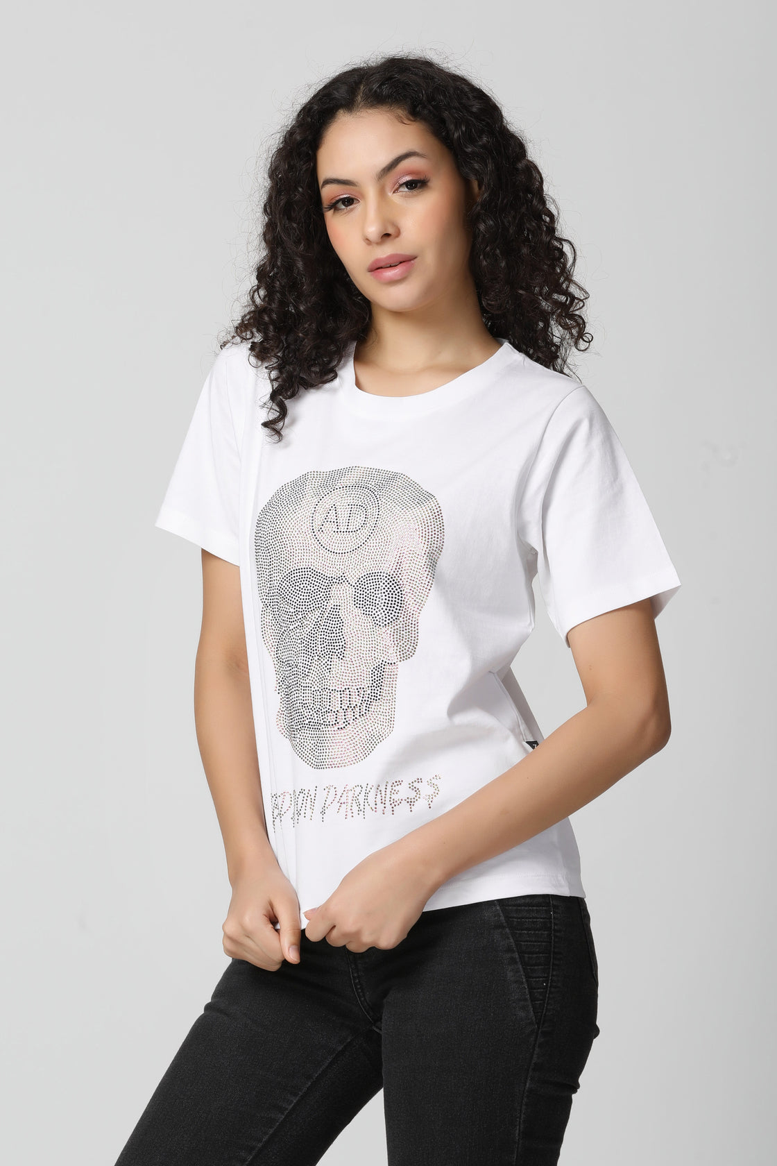 Classic Skull Multi Color Crystal Diamond T-Shirt