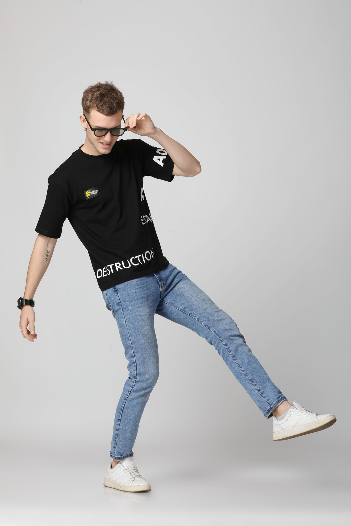Place of Destruction Print Drop Shoulder T-Shirt