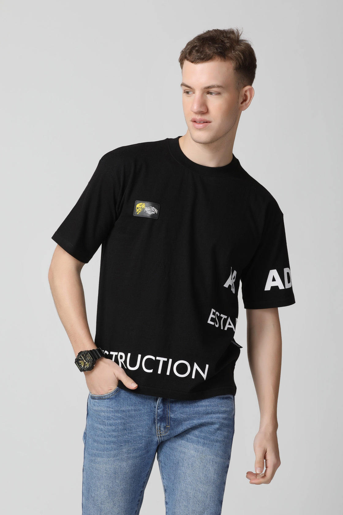 Place of Destruction Print Drop Shoulder T-Shirt