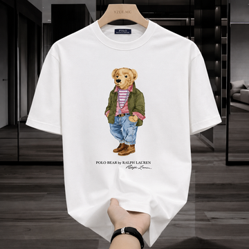 Teddy Tshirt White (Green coat)