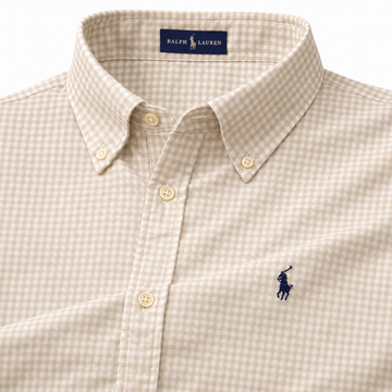 Brown gingham checks oxford shirt