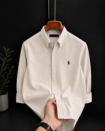 Brown gingham checks oxford shirt