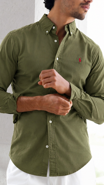 ABD Poplin Olive Green Shirt