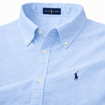 Sky Blue Oxford Shirt Yellow Logo