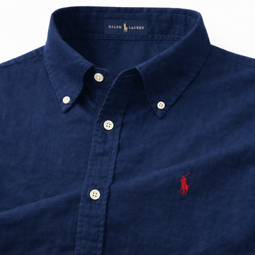 Navy Oxford Shirt (Red Logo)