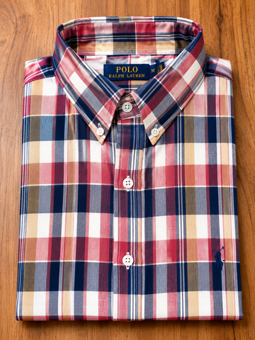 RL Madras cotton Cream Blue checks (super soft)