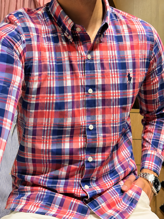 RL Madras cotton Red Blue 2 checks (super soft)