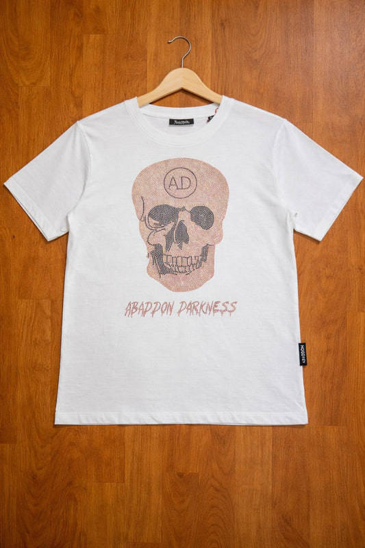 Women's Classic Skull Multi Color Crystal Diamond T-Shirt