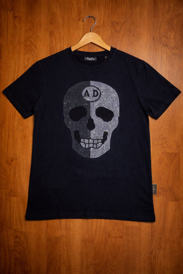 Women's Ultra Luxury Gun Metal-Silver Crystal Diamond T-Shirt