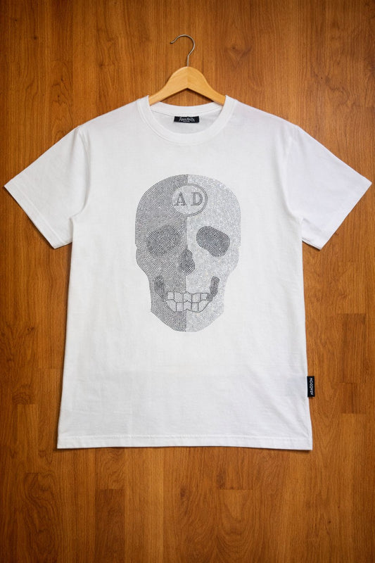 Women's Ultra Luxury Gun Metal-Silver Crystal Diamond T-Shirt