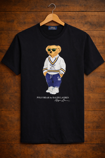 Teddy Tshirt Black (White Sweater)