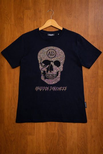 Women's Classic Skull Multi Color Crystal Diamond T-Shirt
